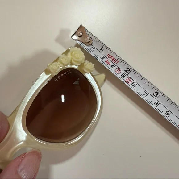 Vintage 90 Y2K Esprit Cream white retro Floral Coquette Girl feminine Sunglasses - Picture 8 of 16